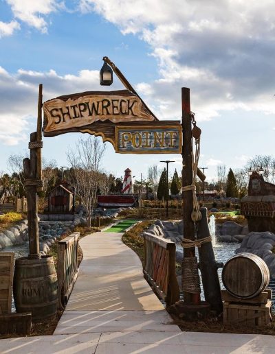 Shipwreck Cove mini-golf entrance at Frankie's of Charlotte in Huntersville, NC.