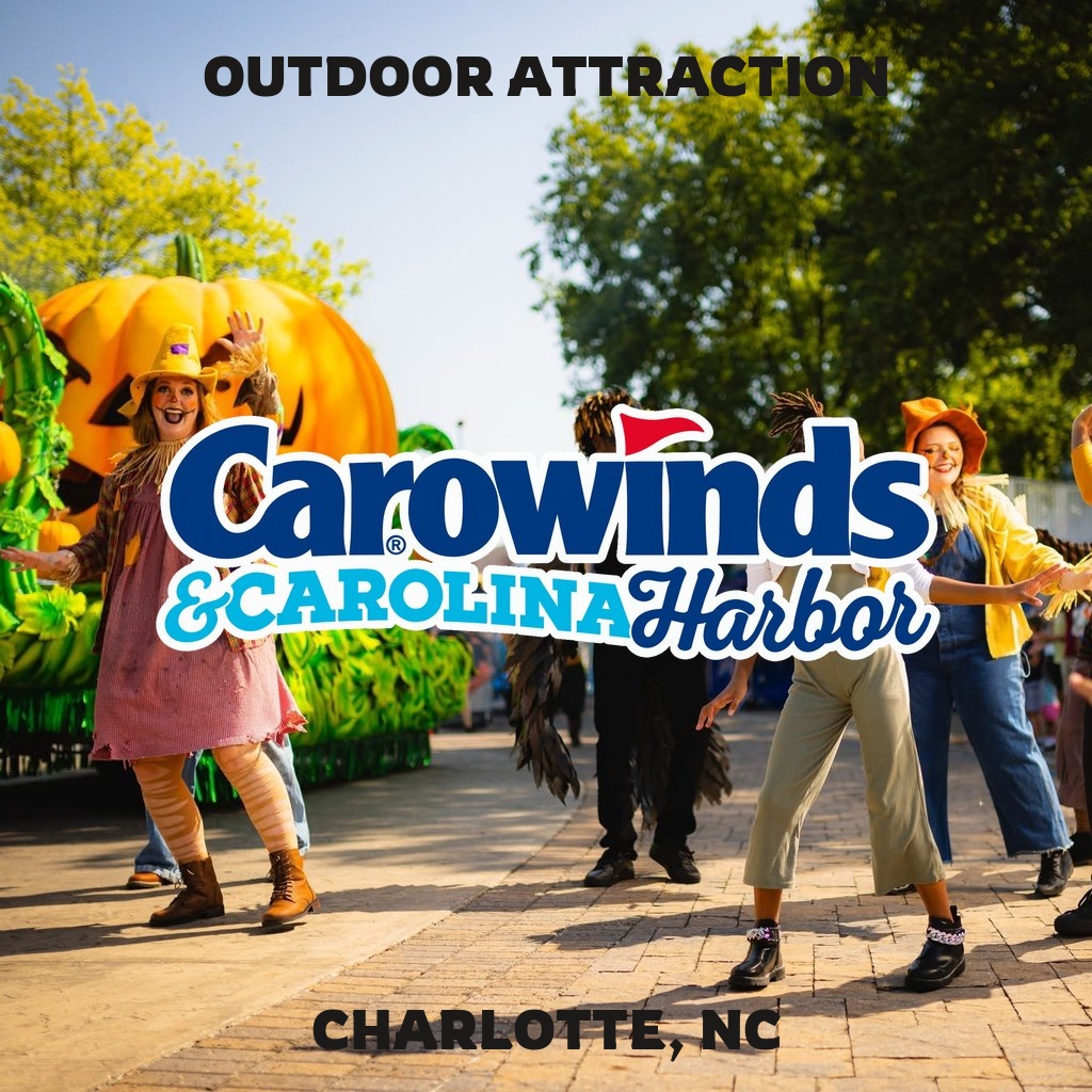 Carowinds Outdoor Attraction at Charlotte, NC, with a fall parade performance